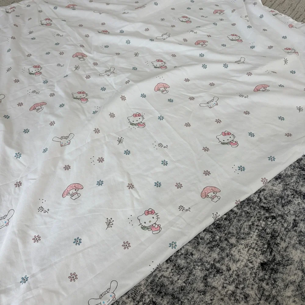 Sanrio Hello Kitty My Melody Cinnamoroll Twin Flat‎ Sheet White Kids Bedding